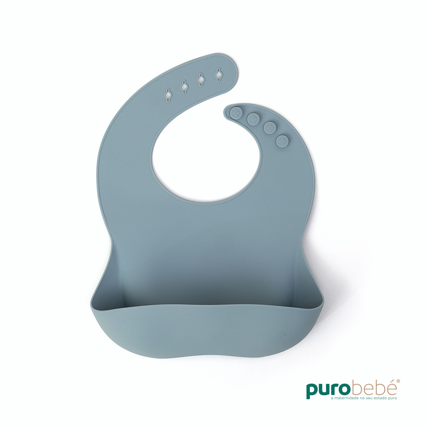 001_purobebe_babete_azul Babetes em Silicone para Bebé - Image 1