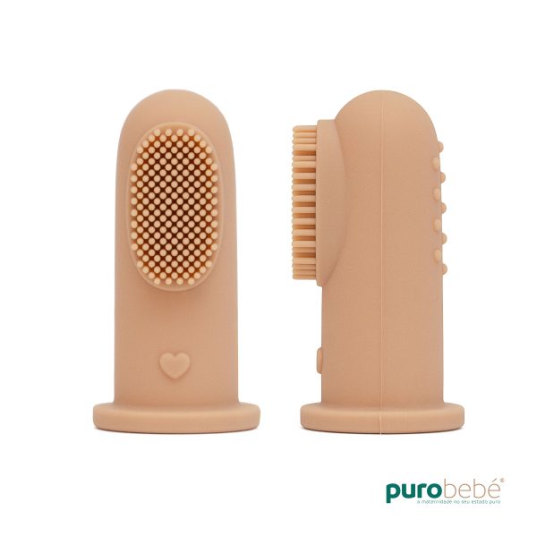 Escova de dentes de dedo em silicone bege – PuroBebé