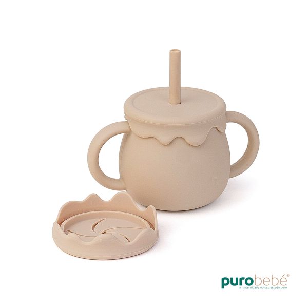 Copo 3 em 1 em Silicone para Bebé - Bege