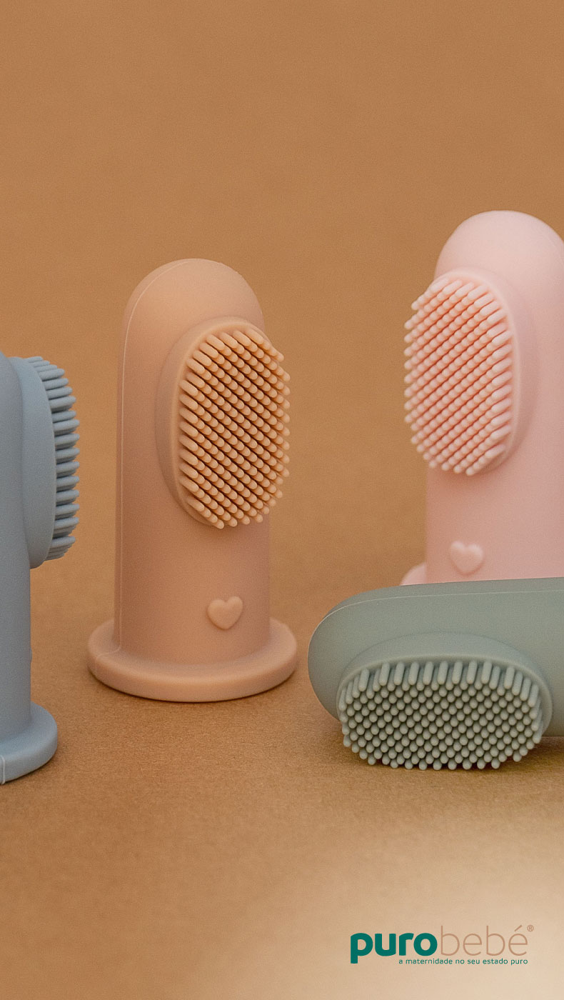 Escovas de dedo em silicone para higiene oral do bebé
