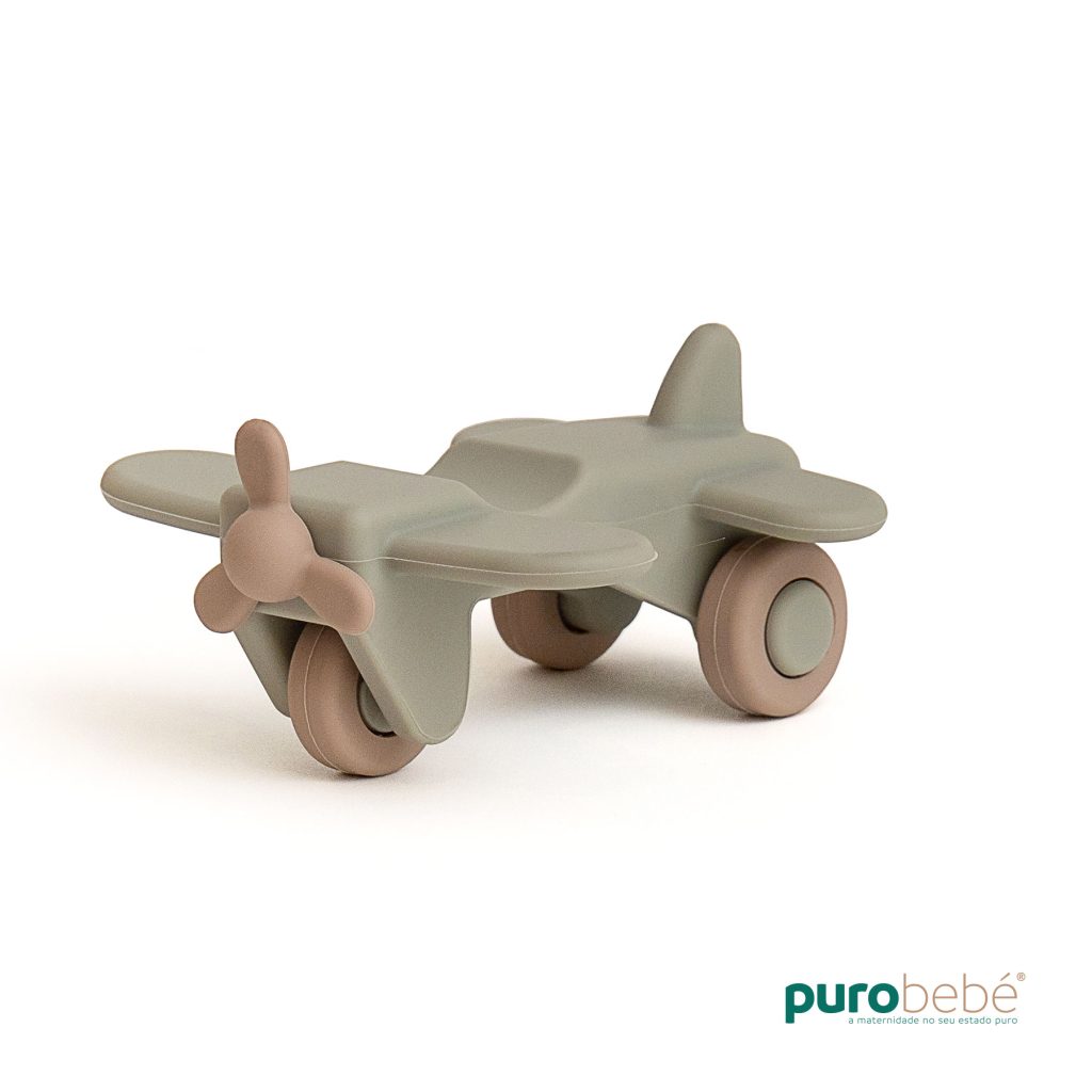 Avião em silicone verde – PuroBebé