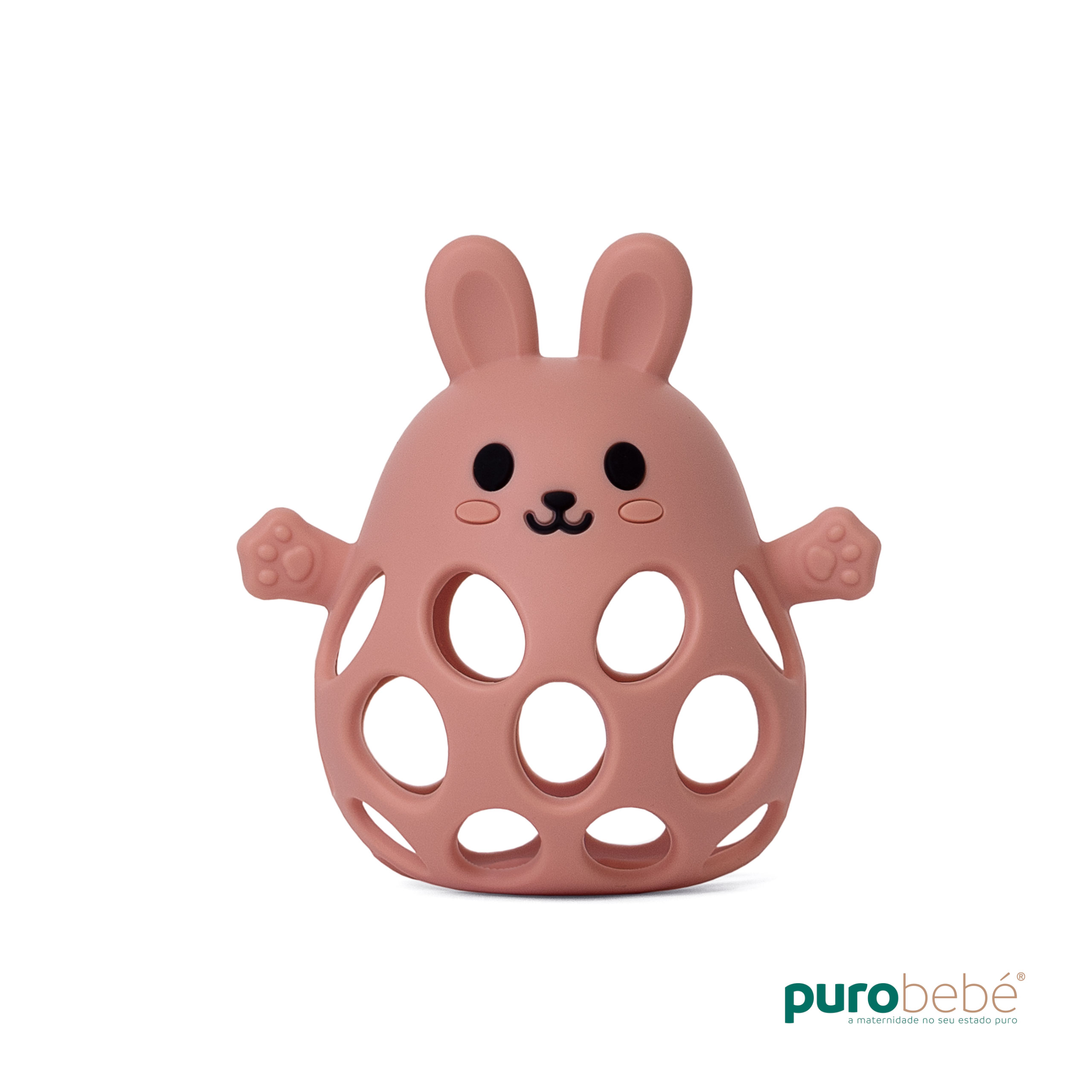 purobebe_brinquedo_mordedor_coelho_rosa_001 Mordedor de Dentição em Silicone | Urso e Coelho - Image 1